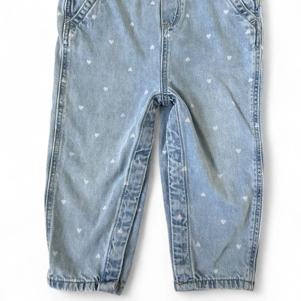 OshKosh B’gosh Heart Print Denim Overalls 24M